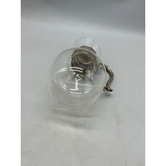 Vintage Glass Carafe Ornate Metal Handle & Lid 8=10.5" Tall Elegant Design READ - Picture 12 of 12